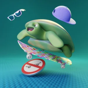 Turtle Uses Skateboard, 3D Model